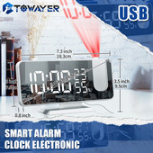 Intelligens ébresztőóra Elektronikus asztali órák USB digitális ébresztőóra LED digitális vetítési idővel FM rádió szundi