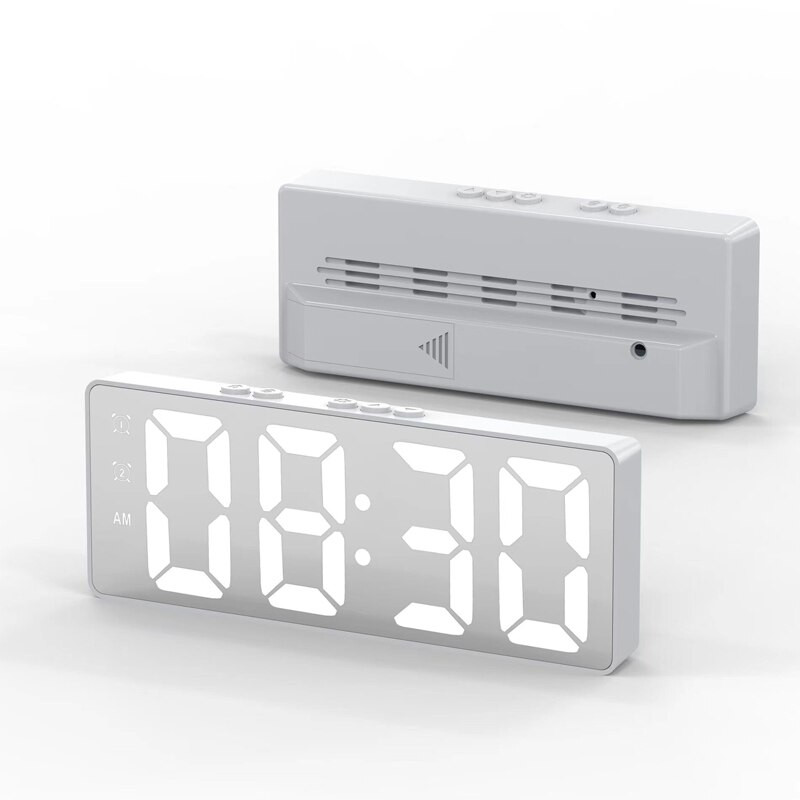 Šiuolaikinis paprastas LED elektroninis laikrodis Studentų žadintuvo jungtis, dvigubo naudojimo skaitmeninis balsu valdomas temperatūros laikrodis prie lovos namų