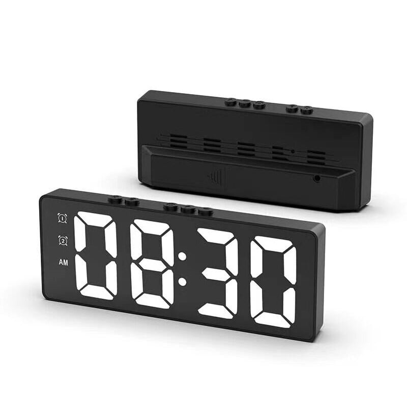 Šiuolaikinis paprastas LED elektroninis laikrodis Studentų žadintuvo jungtis, dvigubo naudojimo skaitmeninis balsu valdomas temperatūros laikrodis prie lovos namų