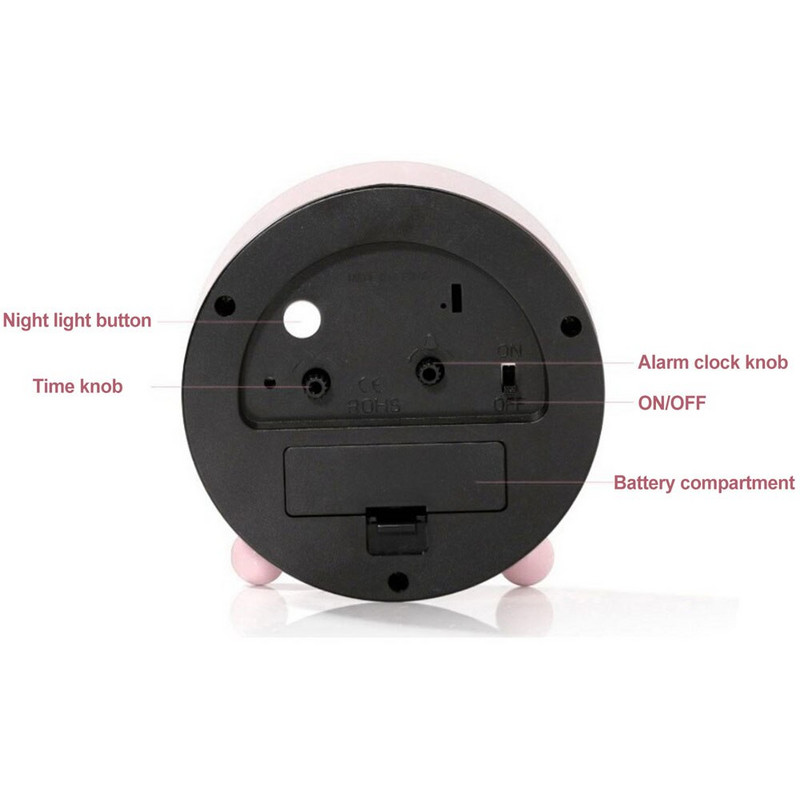 Vaikų žadintuvai Mieli gyvūnų mokymosi laikrodis tylus su naktine šviesa, tinka vaikams Miegamojo rašomasis stalas prie lovos namų dekoravimas