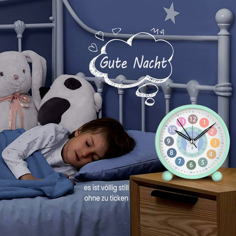 Vaikų žadintuvai Mieli gyvūnų mokymosi laikrodis tylus su naktine šviesa, tinka vaikams Miegamojo rašomasis stalas prie lovos namų dekoravimas