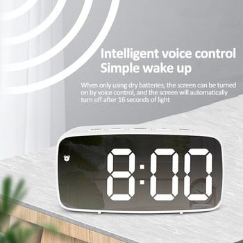 Οθόνη καθρέφτη LED Ξυπνητήρι Δημιουργικό ψηφιακό ρολόι Φωνητικός έλεγχος Αναβολή ώρας Ημερομηνία Εμφάνιση θερμοκρασίας Ορθογώνιο/Στρογγυλό στυλ
