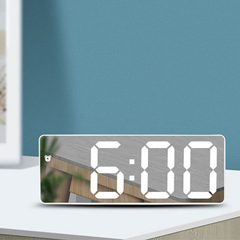 Οθόνη καθρέφτη LED Ξυπνητήρι Δημιουργικό ψηφιακό ρολόι Φωνητικός έλεγχος Αναβολή ώρας Ημερομηνία Εμφάνιση θερμοκρασίας Ορθογώνιο/Στρογγυλό στυλ