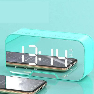 LED tükör képernyős ébresztőóra óra asztali digitális óra Despertador vezeték nélküli Bluetooth 5.0 hangszóró FM kihangosító asztali dekoráció