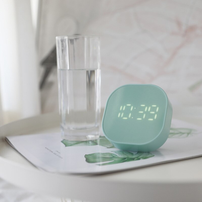 Joylove Square kis ébresztőóra Egyszerű éjszakai fény Némítás Elektronikus ágy melletti diák Mini Led Multifunkciós digitális óra lámpa