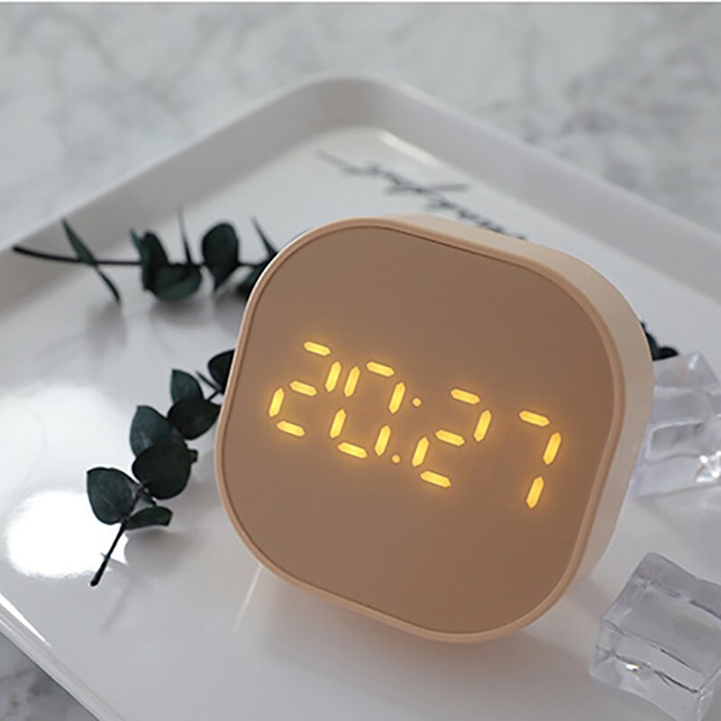 Joylove Square kis ébresztőóra Egyszerű éjszakai fény Némítás Elektronikus ágy melletti diák Mini Led Multifunkciós digitális óra lámpa