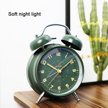 Ρολόι ξυπνητήρι TIMESS με διπλό διπλό κουδούνι Μεταλλικό πλαίσιο με επιτραπέζιο φως νύχτας 4 ιντσών Μαύρο κόκκινο μπλε επιτραπέζια ρολόγια για το γραφείο στο σπίτι