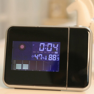 Skaitmeninio projekcinio žadintuvo orų stotis su temperatūros termometru, drėgmės higrometru / lovos pažadinimo projektoriaus laikrodžiu