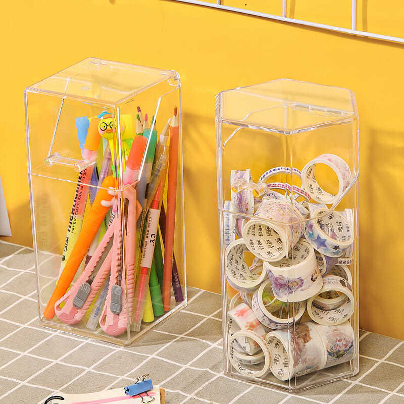 Organizator de birou. Cutie de depozitare pentru biroul de acasă, acrilic, transparent, multifuncțional, pentru pix, depozitare, papetărie, rezistent la apă, rezistent la praf