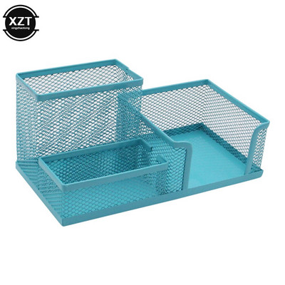 Daugiafunkcinis metalinio tinklelio rašomasis rašomasis rašiklio laikiklis pieštukų laikiklis su 3 skyreliais namų biuro studentams raštinės reikmenims