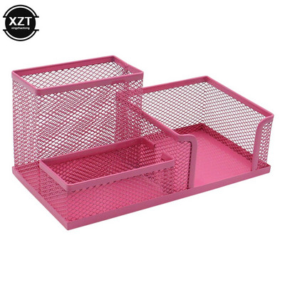 Daugiafunkcinis metalinio tinklelio rašomasis rašomasis rašiklio laikiklis pieštukų laikiklis su 3 skyreliais namų biuro studentams raštinės reikmenims