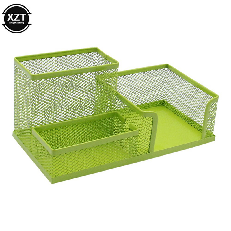 Daugiafunkcinis metalinio tinklelio rašomasis rašomasis rašiklio laikiklis pieštukų laikiklis su 3 skyreliais namų biuro studentams raštinės reikmenims