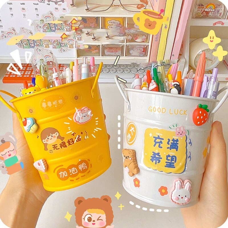 Pieštukų puodo kibiras Creative Kanceliarinių reikmenų laikiklis Pieštukų laikiklis Daugiafunkcinis makiažo organizatorius, skirtas staliniam rašiklio laikikliui