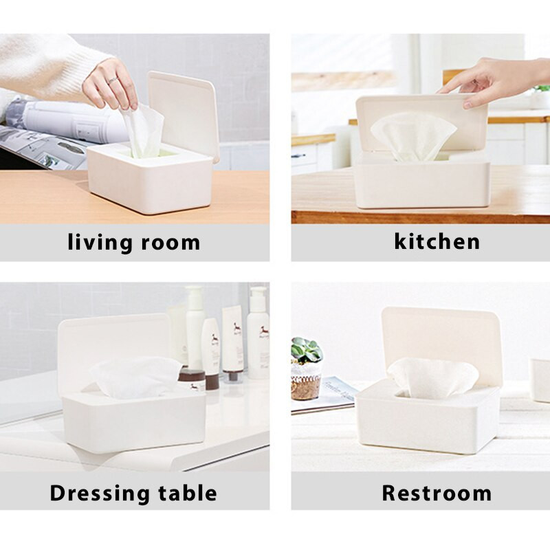 Dulkėms atsparus audinių laikymo dėžutės dėklas drėgnų servetėlių dozatoriaus laikiklis su dangteliu, skirtas namų biurui H88F