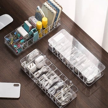 8 Grids Data Line Storage Box Desktop Cable Organizer Θήκη Κοσμήματα Organizer μακιγιάζ Box Office Αξεσουάρ Θήκη κλιπ Δοχείο