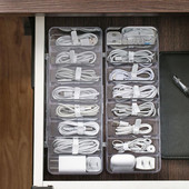 8 Grid Desktop Data Line Storage Box Office USB laidų kabelių stalčius Organizatoriaus konteinerio dėžutė permatomas papuošalų makiažo laikiklio dėklas