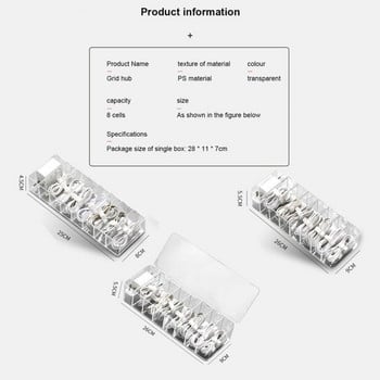 8 Grid Desktop Data Line Storage Box Office Καλώδιο USB Καλώδιο Συρτάρι Organizer Κουτί κοντέινερ Διάφανη θήκη για κοσμήματα θήκης μακιγιάζ