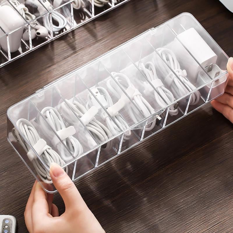 8 Grid Desktop Data Line Storage Box Office USB laidų kabelių stalčius Organizatoriaus konteinerio dėžutė permatomas papuošalų makiažo laikiklio dėklas