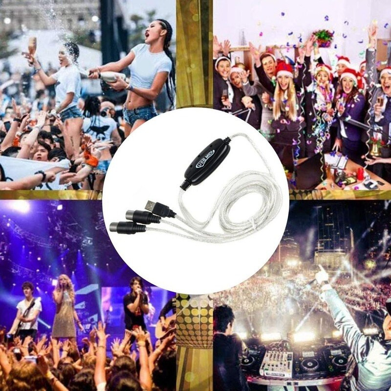 Aukštos kokybės klaviatūros ir kompiuterio USB MIDI kabelio keitiklis kompiuterio į muziką klaviatūros laidas USB IN-OUT MIDI sąsajos kabelis
