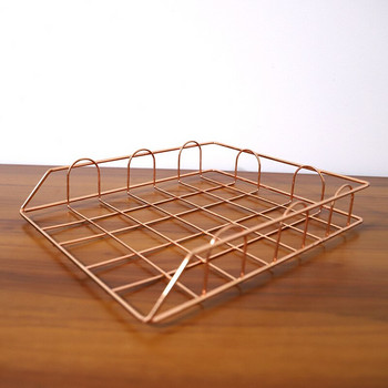 Golden Metal Document Tray Organizer Office Layered Paper Storage Paper Tray Desk Accessories Magazine Rack File CoverAbl