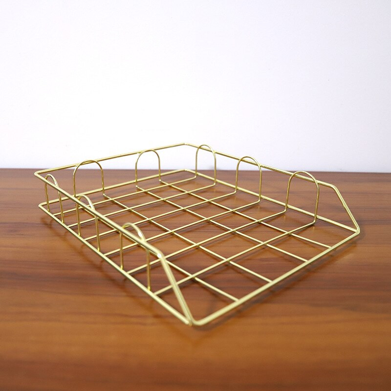 Auksinis metalinis dokumentų dėklas Biuro organizatorius Sluoksniuotas popierius laikymo popierius dėklas Rašomasis stalas Priedai Žurnalų stelažas Instrukcija CoverAbl File