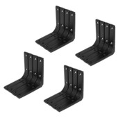 16 vnt. geležies sieninės lentynos laikiklis, 4 x 4 colių didelio našumo lentynos atraminis laikiklis dekoratyvinis jungties kampinis laikiklis, juodas