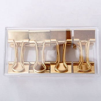 24X Gold Binder Clips Dovetail Metal Clip Storage Products Metal Binder Clip