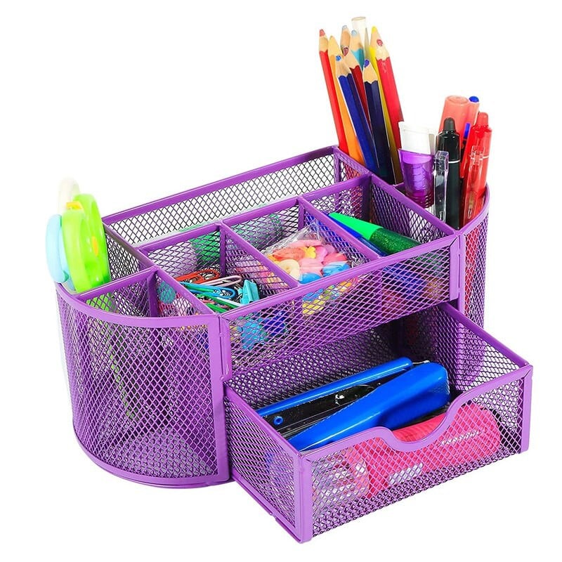 Tinkliniai rašomieji rašikliai su stalčiumi, biuro stalo priedai, metalinis rašiklio laikiklis, pieštukų laikiklis, skirtas staliniam pieštukui