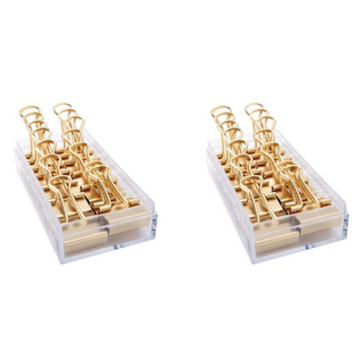 24X Gold Binder Clips Dovetail Metal Clip Storage Products Metal Binder Clip