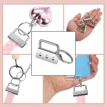 50 τμχ Μπρελόκ Hardware With Split Rings Set Tail Clips for Wristlet Lanyard Keychain DIY Tool with Ring