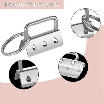 50 τμχ Μπρελόκ Hardware With Split Rings Set Tail Clips for Wristlet Lanyard Keychain DIY Tool with Ring