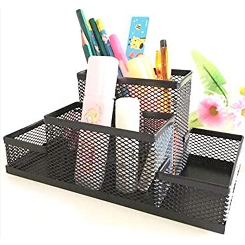 Metalinis rašiklio laikiklis Kūrybinės raštinės reikmenys Stalinis daugiafunkcis rašomasis stalas laikymo dėžutė Rašiklio konteineris Namų biuro reikmenys