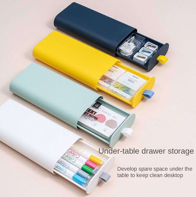 Lipnus pieštukų dėklas po rašomuoju stalčiumi.