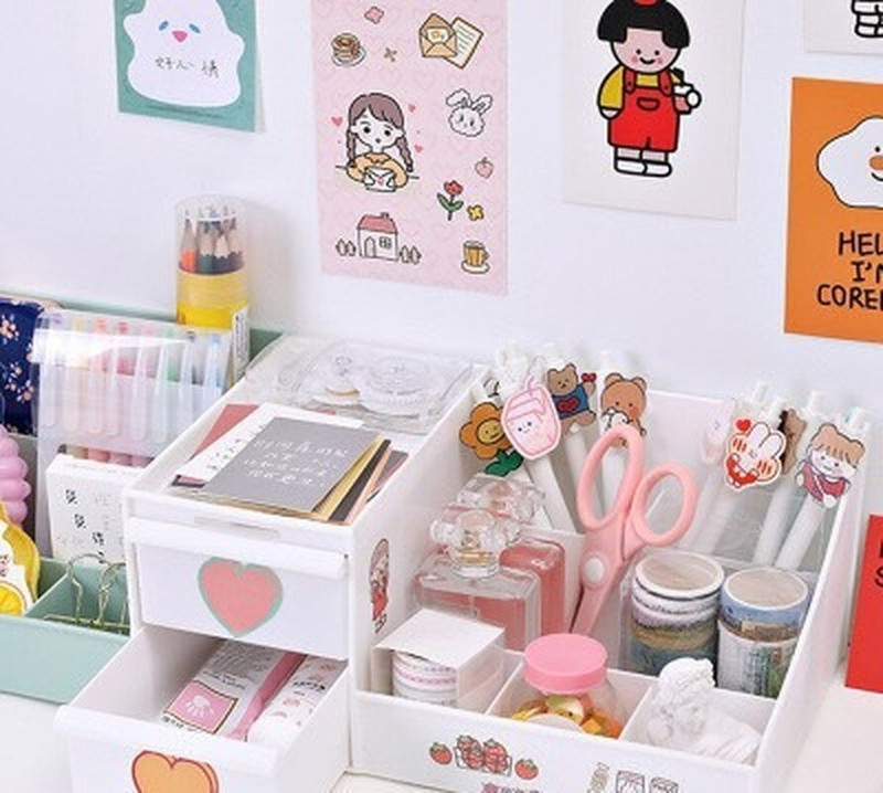 Rašomojo stalo priedai Biuro stalas Organizatorius Kanceliarinės prekės Bendrabučio šepetėlių stovas rašikliams Tvarkyklės darbastalio makiažo laikymo dėžutė