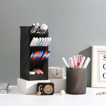 Креативен многофункционален органайзер за настолен плот с 4 решетки, държач за писалка, кутия за съхранение на грим, училищни офис аксесоари, канцеларски материали