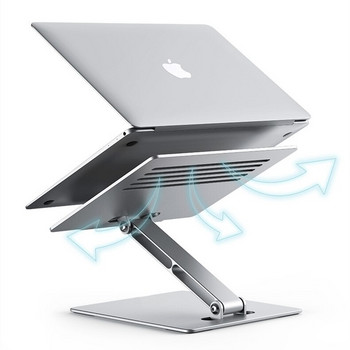 Стойка за лаптоп, регулируема по височина, алуминиева сгъваема стойка за таблет, настолен държач за охлаждане на лаптоп за MacBook 11-17 инча