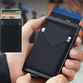Картодържател Pocket Men Pop-up ID портфейл за кредитна карта RFID Slim Bank Purse портфейл за карти Кредитен пакет Алуминиев портфейл