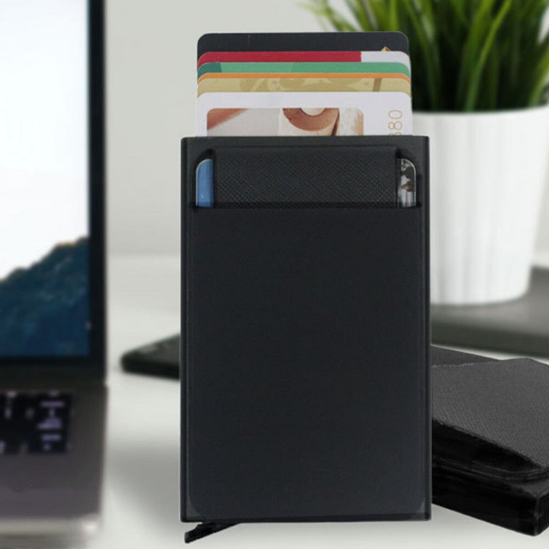 Kortelių laikiklis Pocket Men Iššokantis ID kredito kortelės piniginė RFID Slim Bank Piniginė kortelių Kredito paketas Aliumininė piniginė