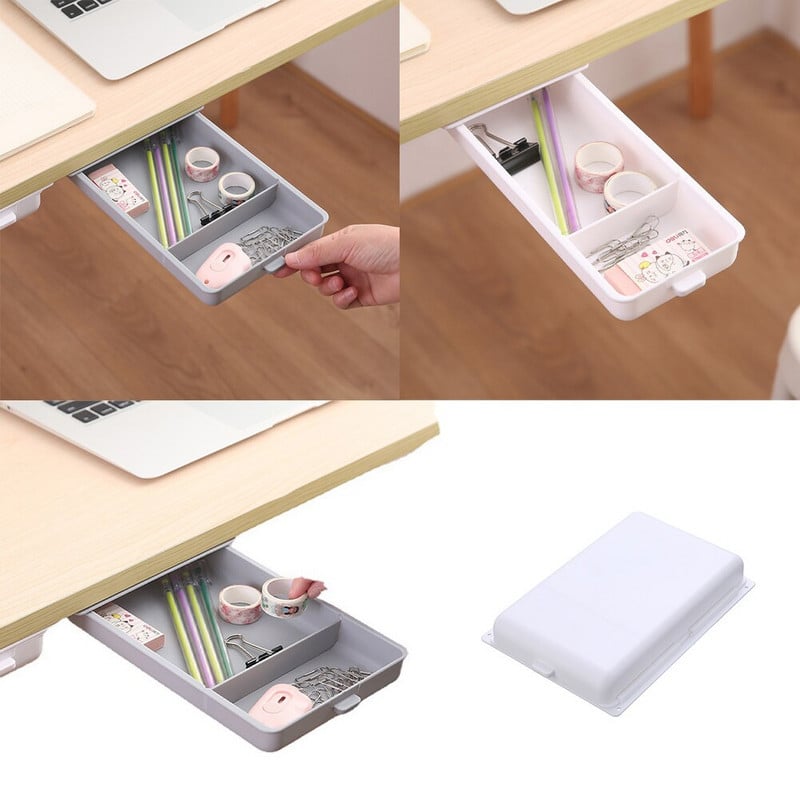 Lipni laikymo dėžutė po rašomuoju stalčiumi biuro rašiklio laikikliui Paslėptas makiažo dėklas, raštinės reikmenys