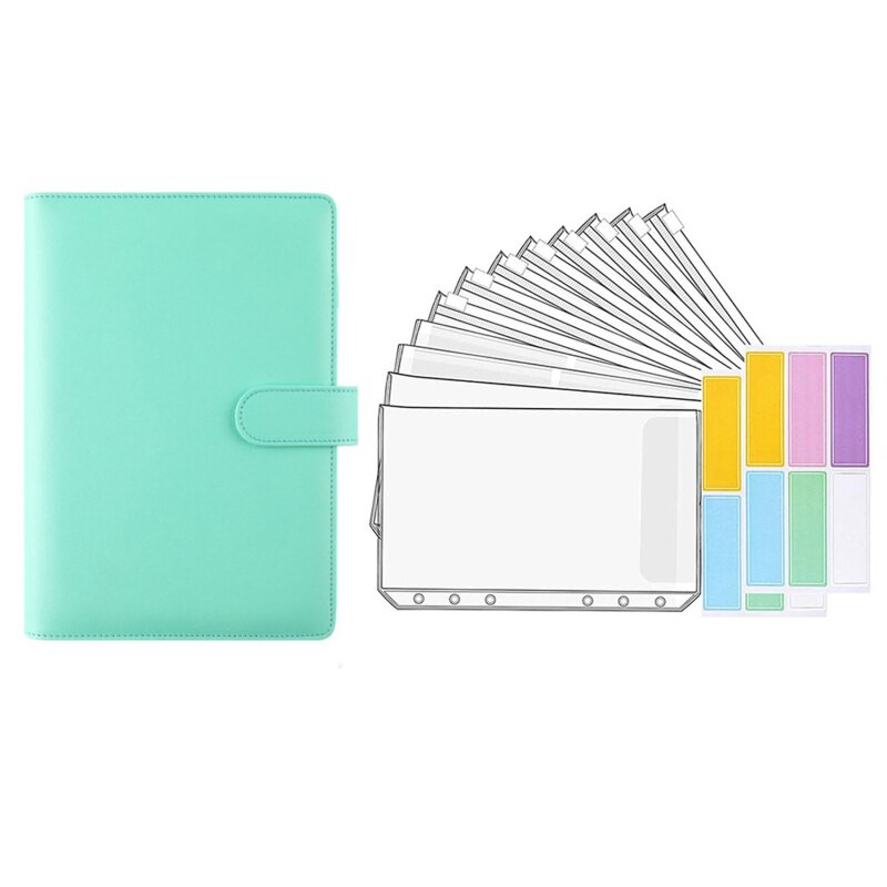 A6 segtuvų kišeninis krepšys su užtrauktuku Macaron nešiojamojo kompiuterio odinis PU laisvų lapų knygų grynųjų pinigų biudžetas rankinis žurnalas laikymo biudžetinis segtuvų planuotojas