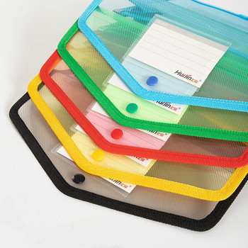 A4 Прозрачна лека чанта за файлове Бутон за съхранение с голям капацитет Училищна тестова хартия Преносима водоустойчива папка Поставка за документи