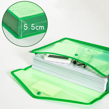 A4 Прозрачна лека чанта за файлове Бутон за съхранение с голям капацитет Училищна тестова хартия Преносима водоустойчива папка Поставка за документи