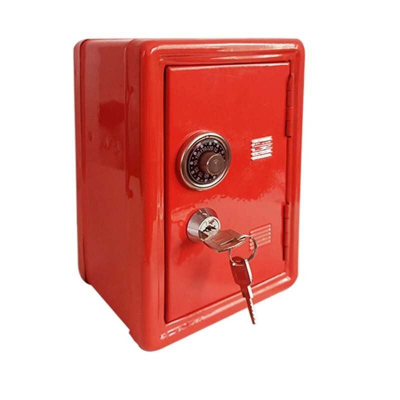 Mini metalinis seifas su raktu Piggy Bank konteinerio laikikliu