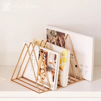 Nordic, simplu, triunghi auriu, arc 9 grilă, suport pentru ziare, suport pentru cărți, suport pentru reviste, birou, pentru depozitare, decorațiuni pentru camera de zi