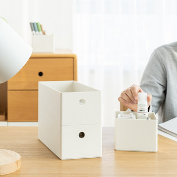 SDLP Настолен органайзер за офис, домашна кутия за съхранение на канцеларски материали Преносим квадратен пластмасов контейнер за съхранение на грим Desktop Decoratio