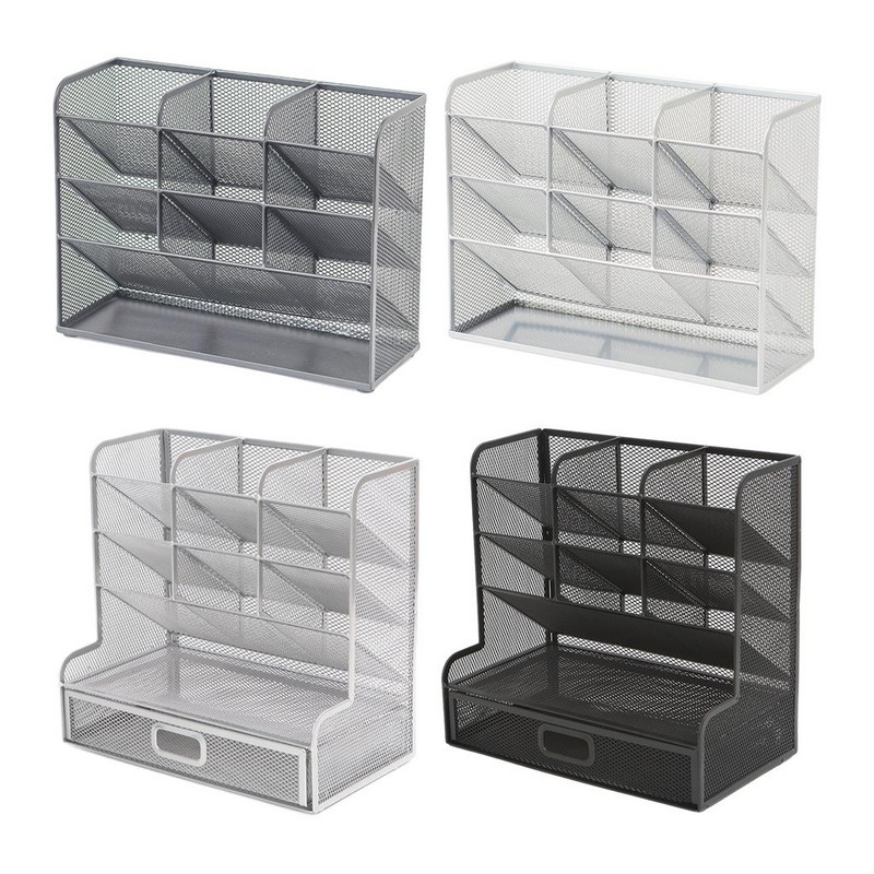 Kreatív tollrendező, kijelző dobozok Asztali rendszerező Fémhálós tárolódoboz ceruza tolltartó