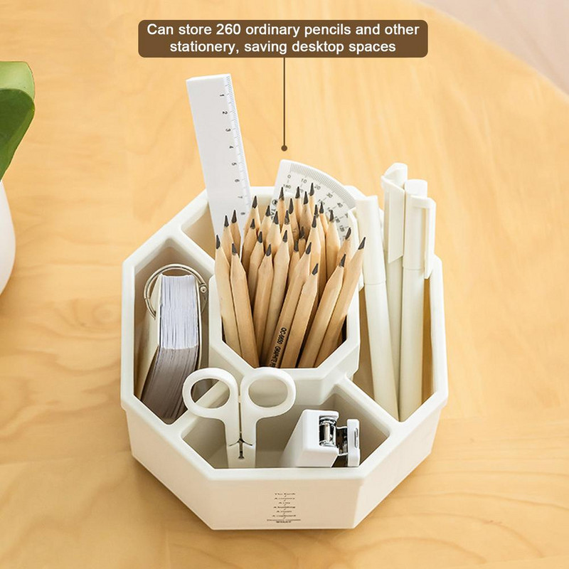 360 Περιστρεφόμενη θήκη για στυλό μεγάλης χωρητικότητας Pp Five Grid Storage Box Organizer επιτραπέζιου υπολογιστή Σχολικό γραφείο Γραφείο Αξεσουάρ σπιτιού 2022