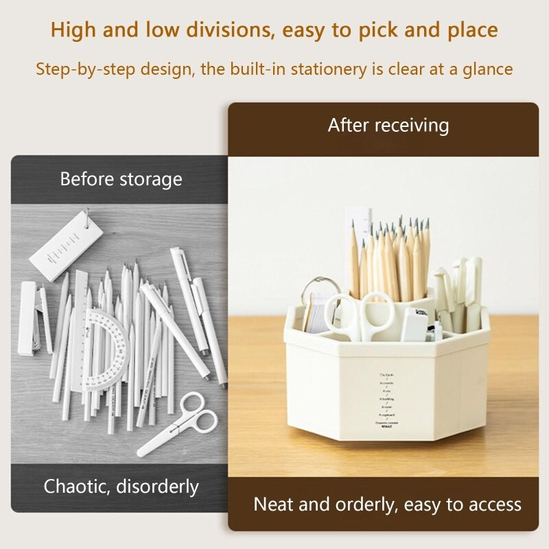 360 Περιστρεφόμενη θήκη για στυλό μεγάλης χωρητικότητας Pp Five Grid Storage Box Organizer επιτραπέζιου υπολογιστή Σχολικό γραφείο Γραφείο Αξεσουάρ σπιτιού 2022