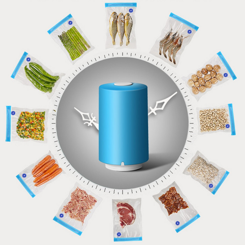 Мини USB автоматична компресионна вакуумна помпа Househoud Sealer Clamp Snack Fresh Food Rod Strip Кухненски инструмент с чанти Органайзер