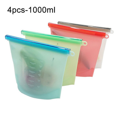 4 vnt. daugkartinio naudojimo užkandžių maišelis, kuriame nėra atliekų